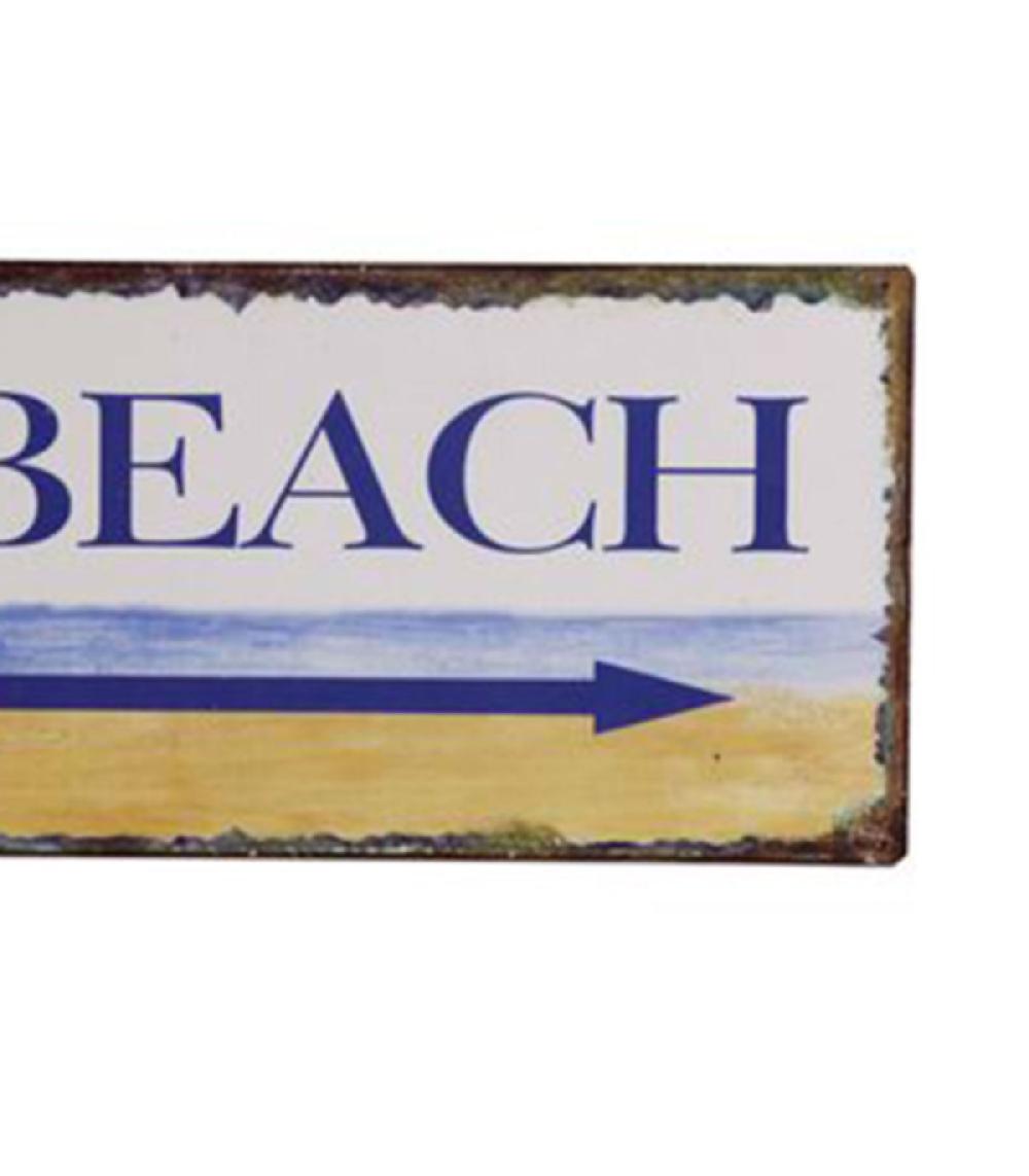 Wadiga Plaque Décorative Murale Métal Signalétique Beach - 39x15cm