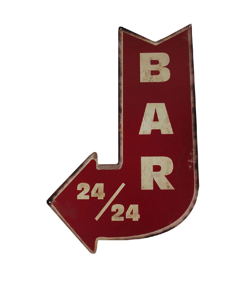 wadiga Plaque décorative murale métal vintage Flèche bar 38x60cm