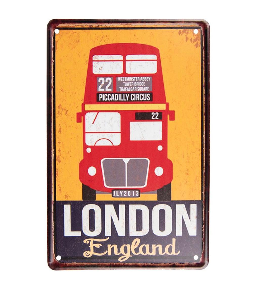 wadiga Plaque décorative murale métal vintage London 20x30cm