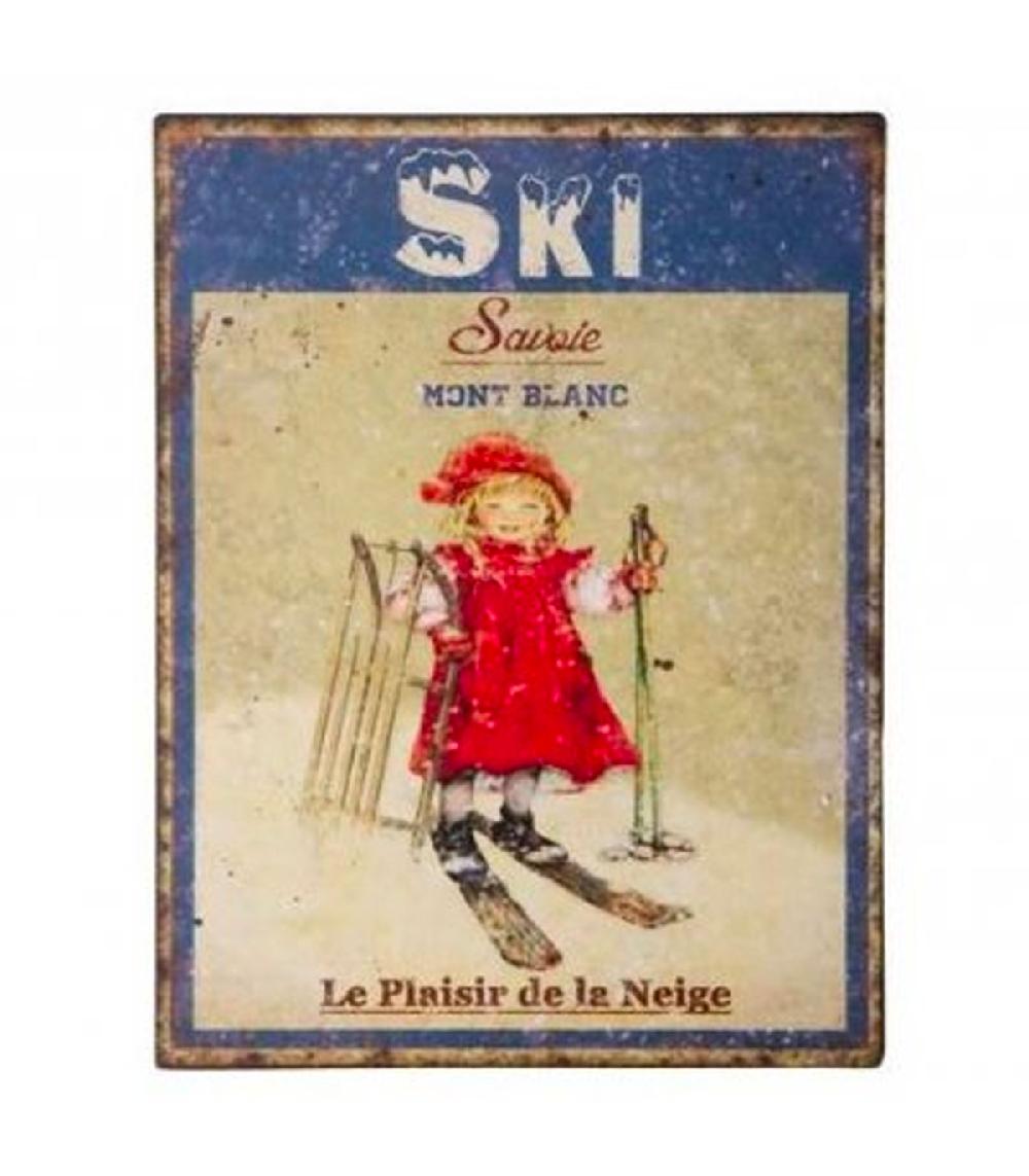 wadiga Plaque décorative murale métal vintage montagne Savoie 25x33cm