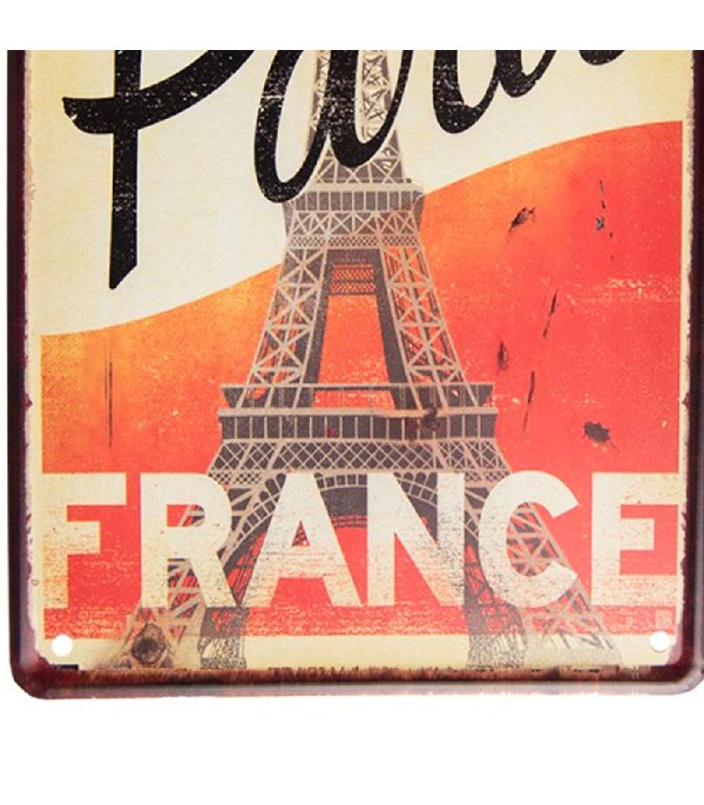 Wadiga Plaque Décorative Murale Métal Vintage Paris France 20x30cm
