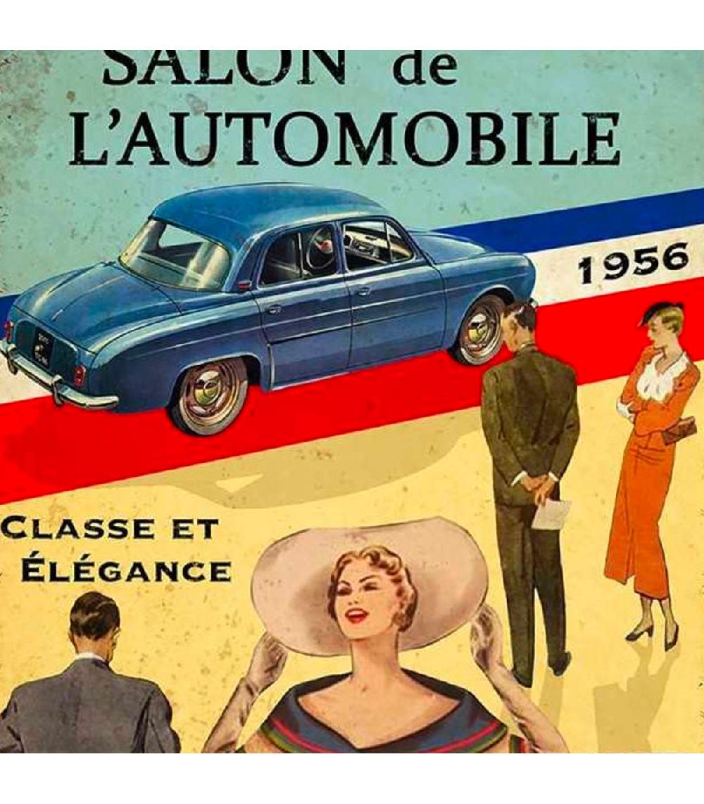Wadiga Plaque Décorative Murale Métal Vintage Salon De L'auto 1956 22x28cm