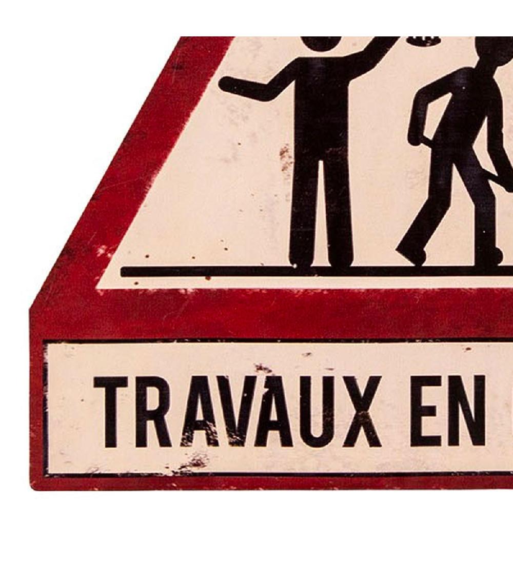 Wadiga Plaque Décorative Murale Métal Vintage Travaux En Cours 30x33.5cmm