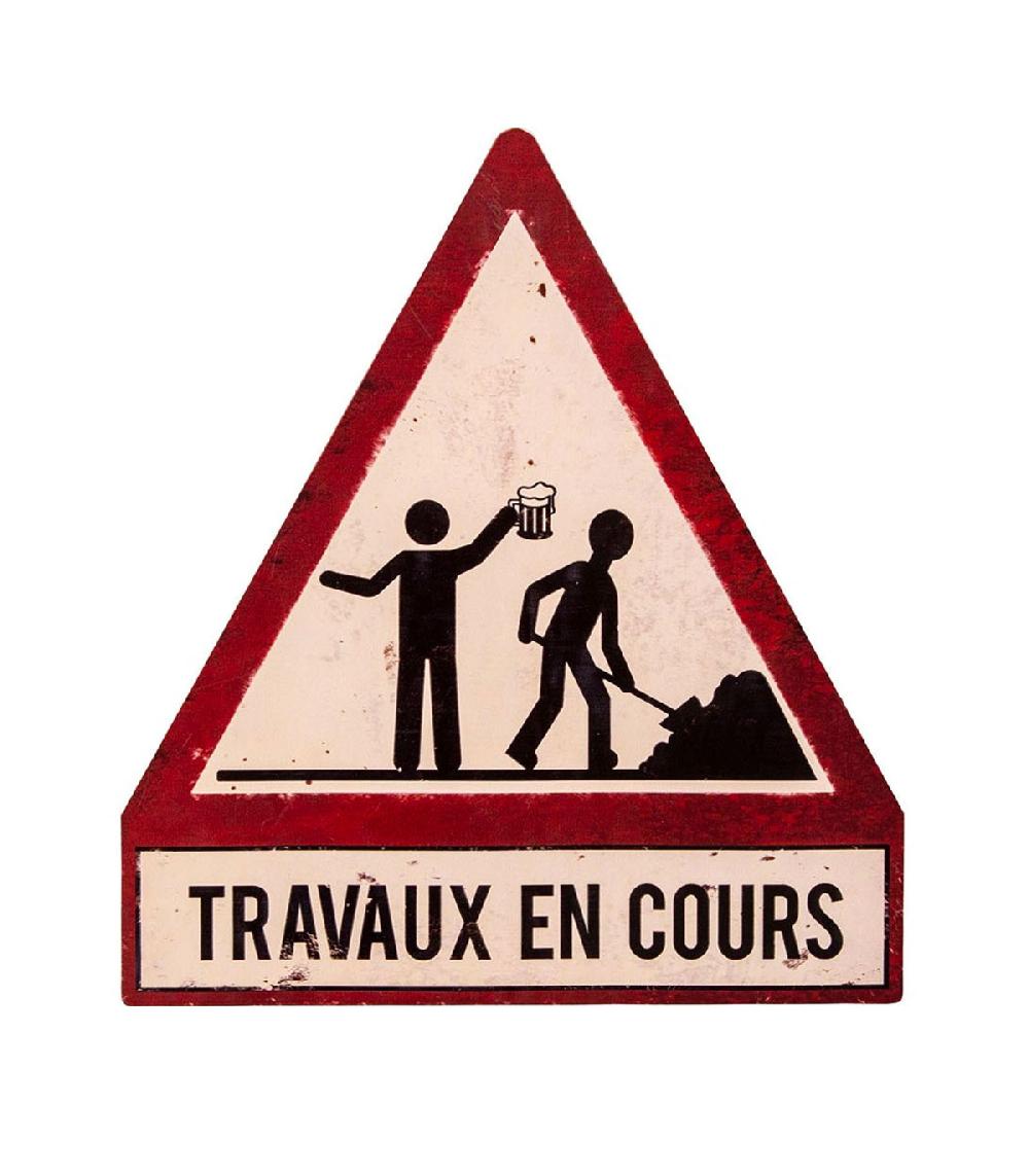 wadiga Plaque décorative murale métal vintage Travaux en cours 30x33.5cmm