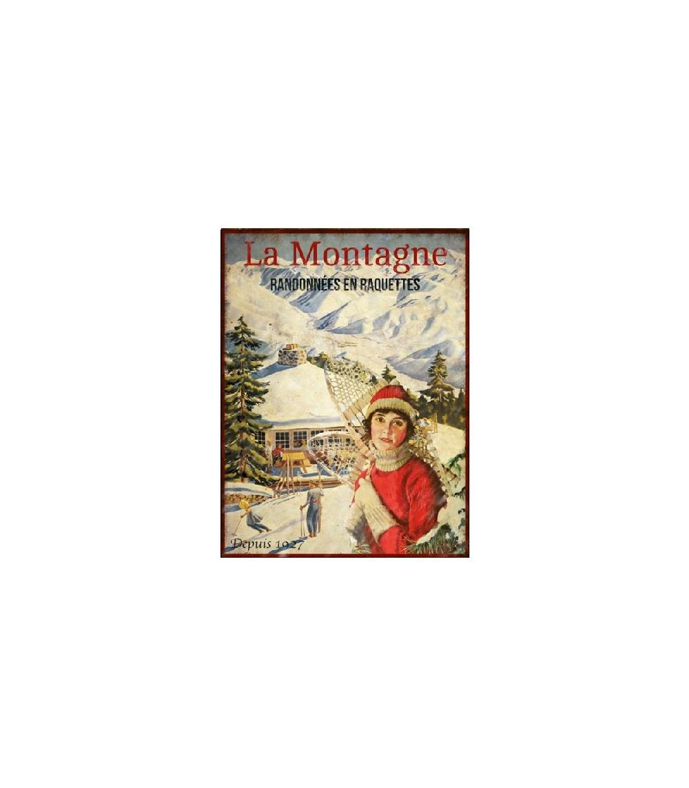 wadiga Plaque Décorative Murale Ski en Métal Décoration Chalet - Raquettes