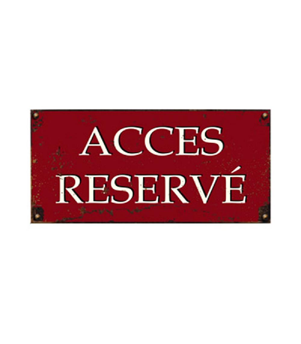 wadiga Plaque Décorative Signalétique Vintage Métal Rouge - Accès Réservé