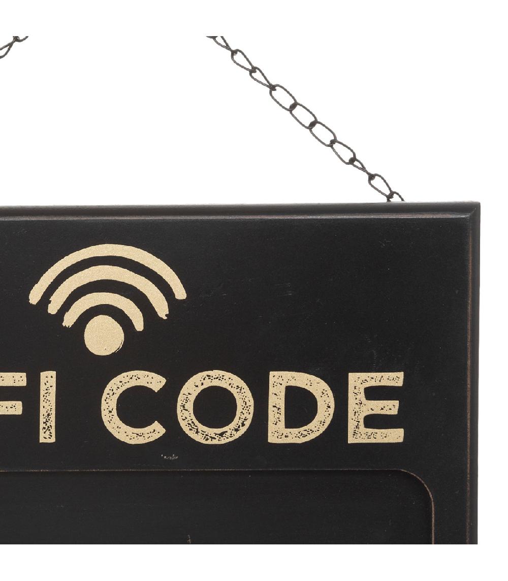 Wadiga Plaque Signalétique En Bois Noir Code Wifi 35x22x2.4cm