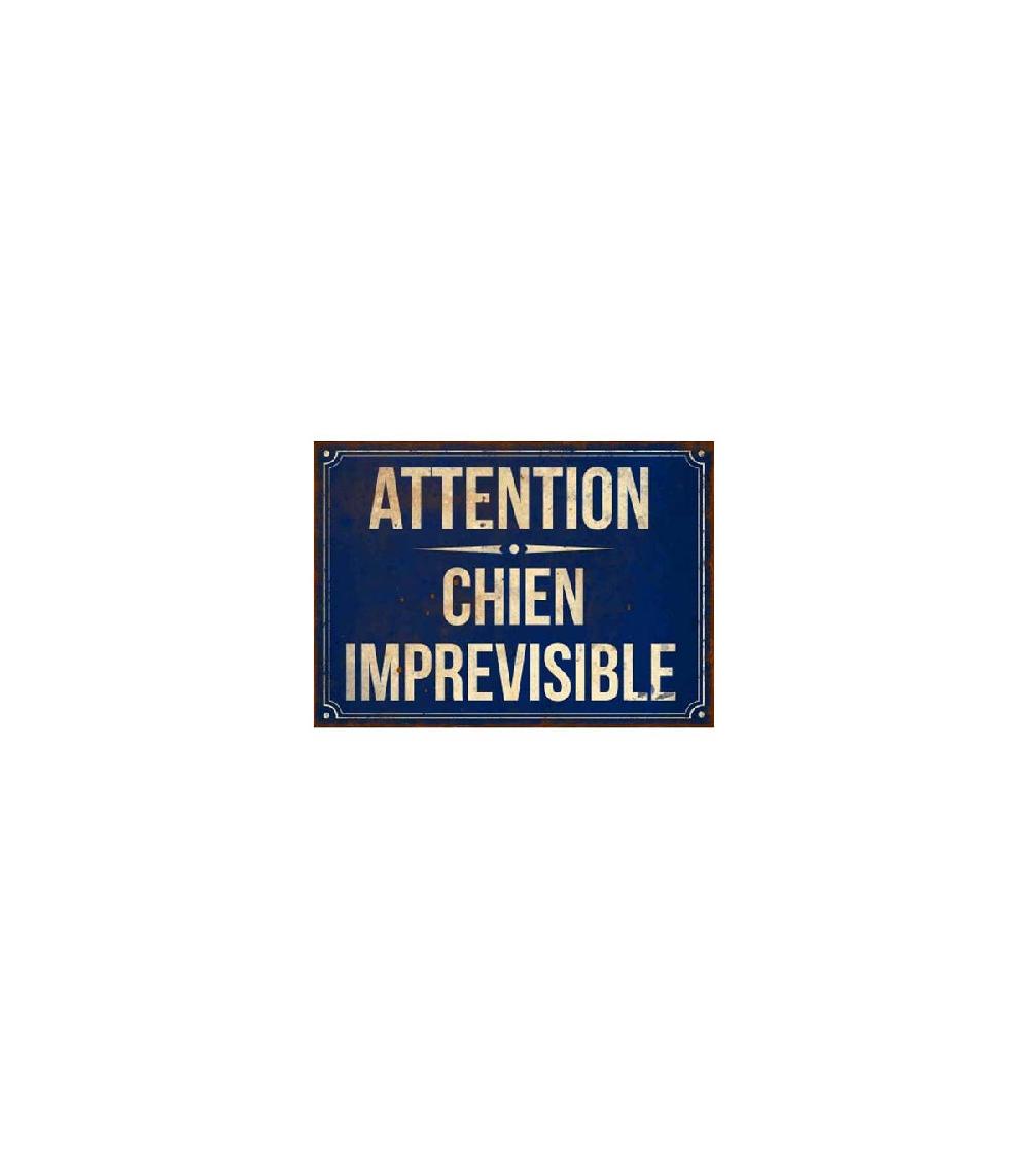 wadiga Plaque Signalétique Métal Bleu Attention Chien Imprévisible