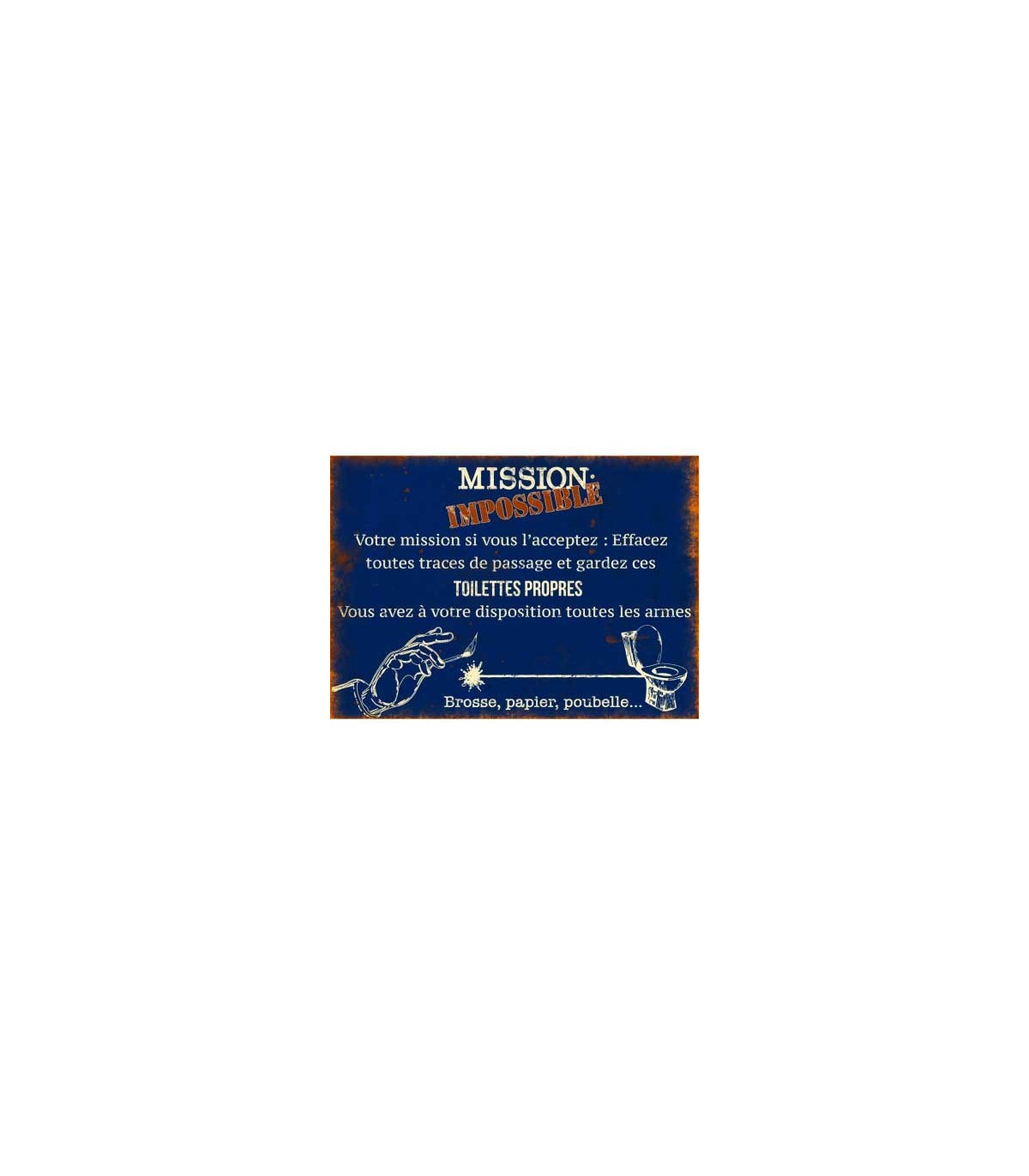 wadiga Plaque WC Signalétique Vintage Mission Impossible Toilettes Propres