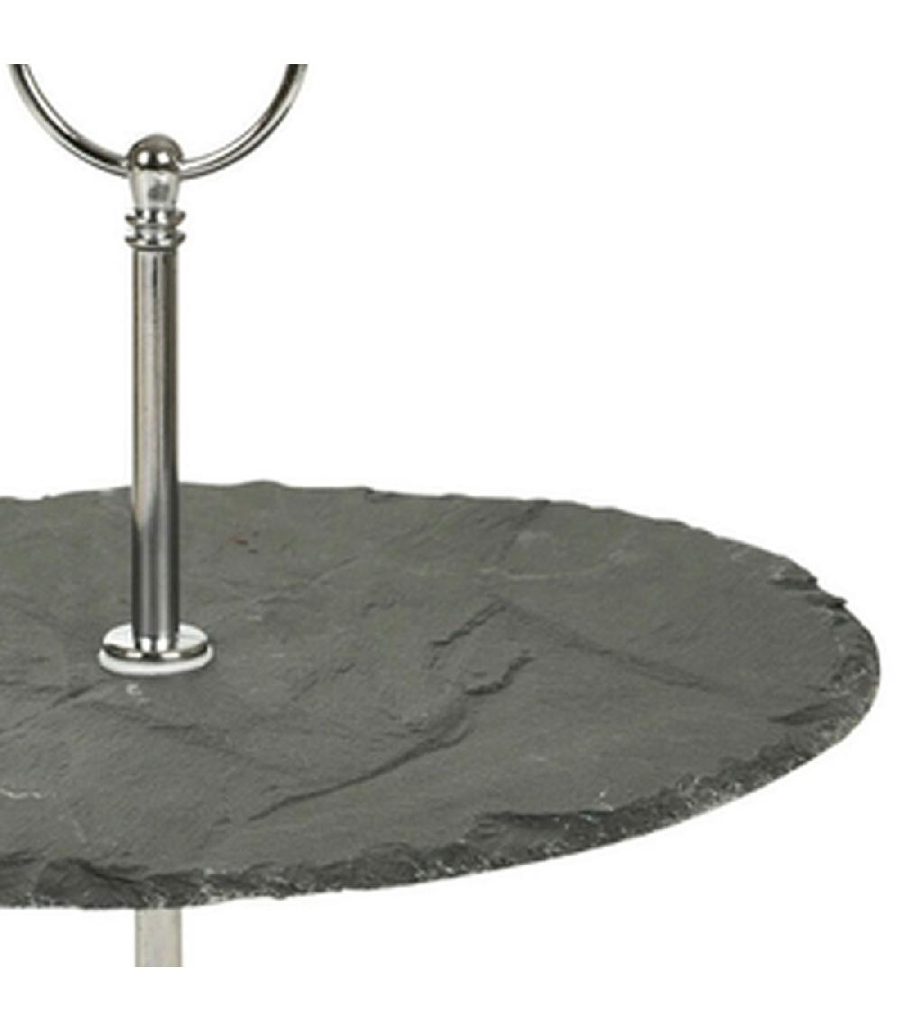 Wadiga Plat De Présentation 2 étages En Ardoise 25x25x24cm