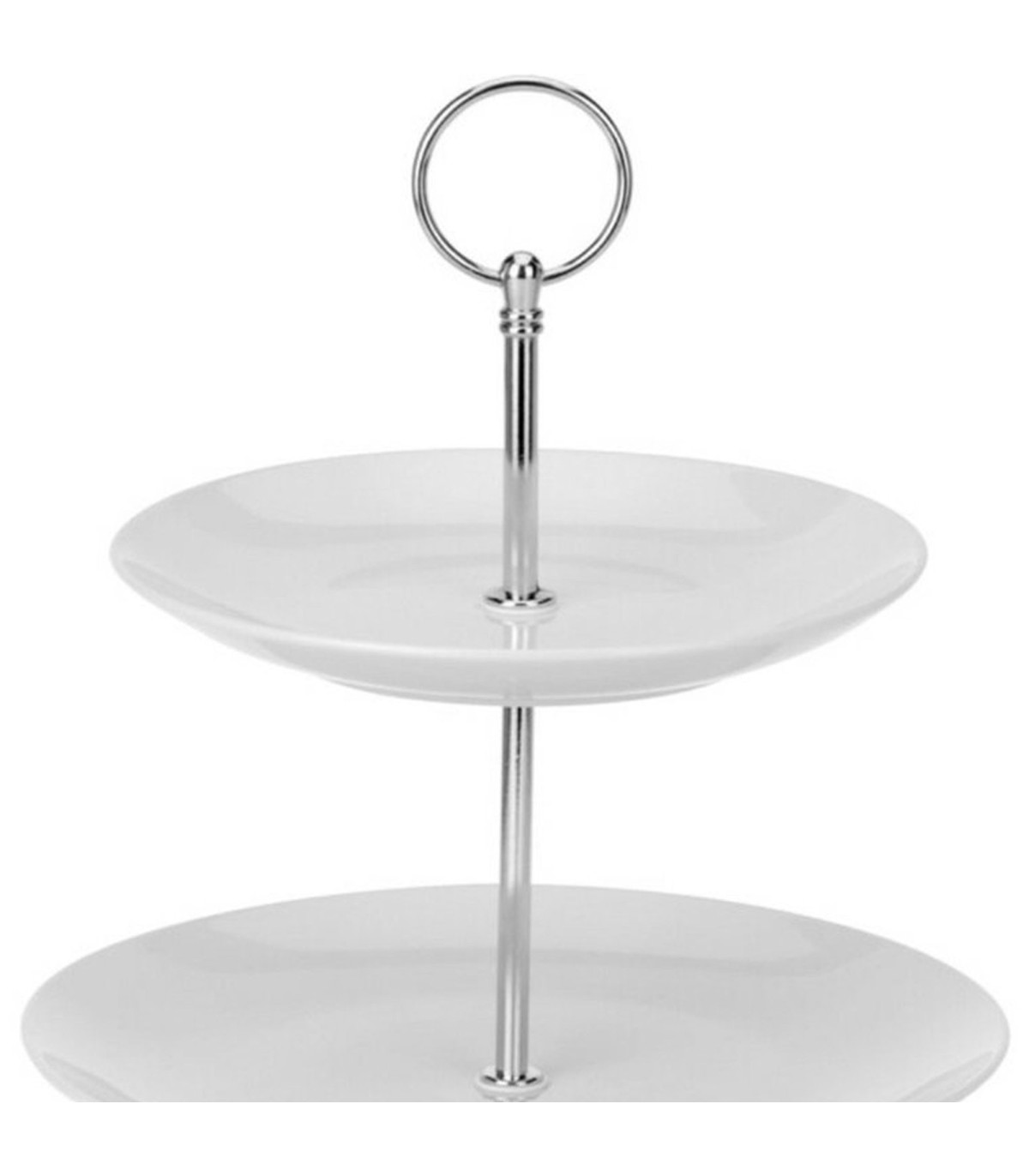 Wadiga Plat De Présentation 3 étages En Porcelaine Blanche 25x25x35cm