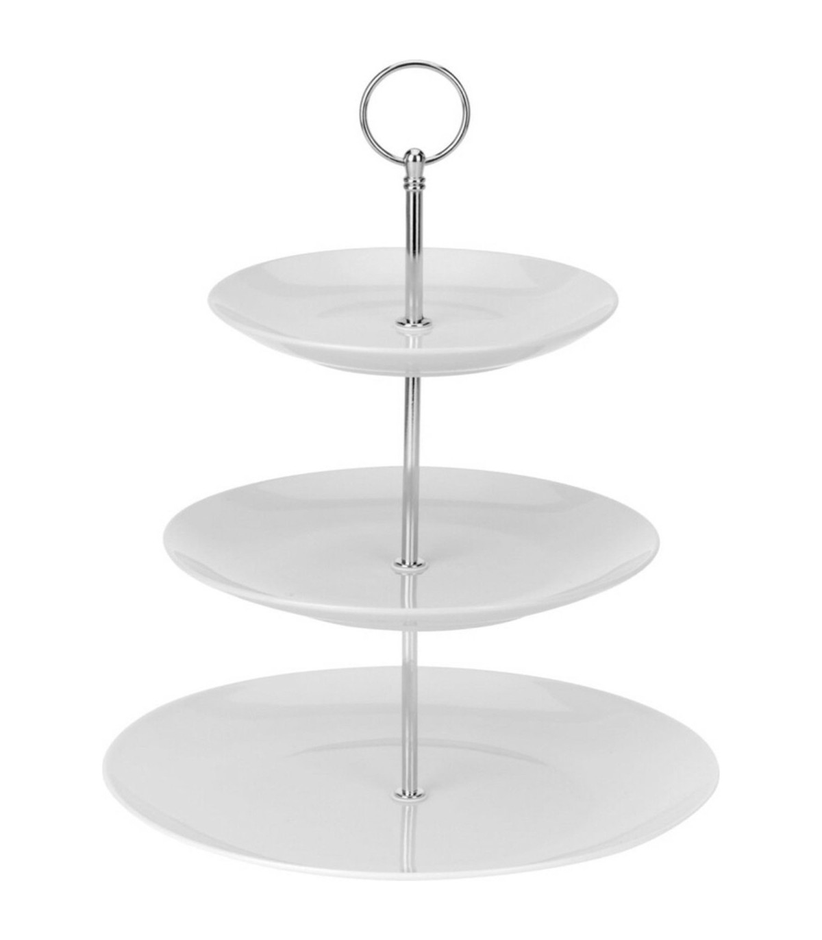 wadiga Plat de présentation 3 étages en porcelaine blanche 25x25x35cm