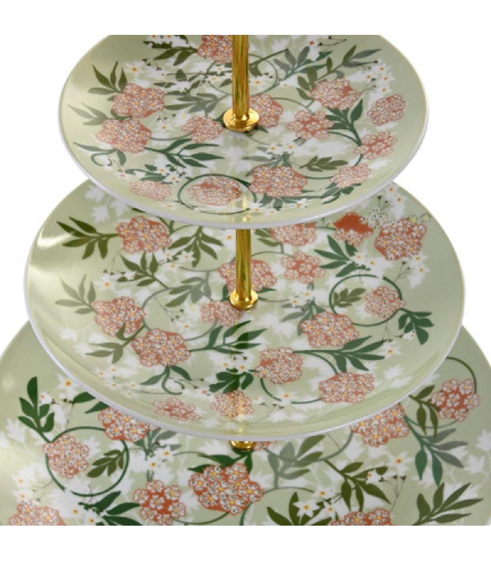 Wadiga Plat De Présentation Fruits Ou Gâteaux 3 étages En Porcelaine 27x27x34cm