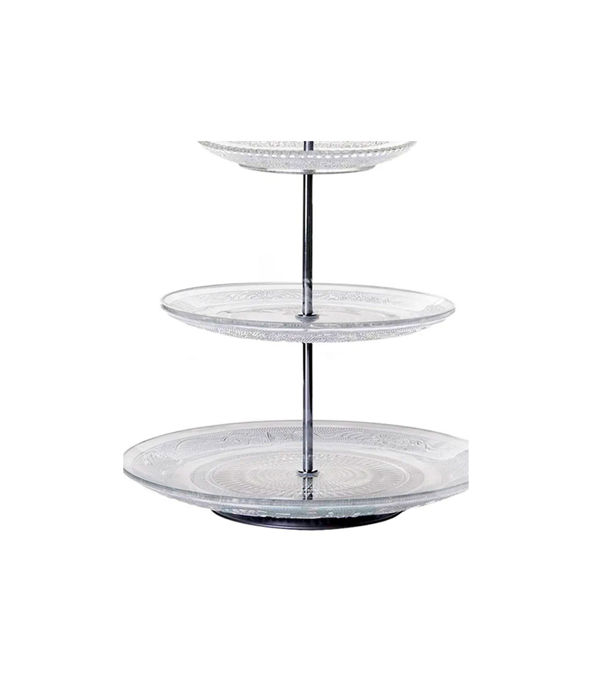 Wadiga Plat De Présentation Fruits Ou Gâteaux 3 étages En Verre - 25x25x35cm