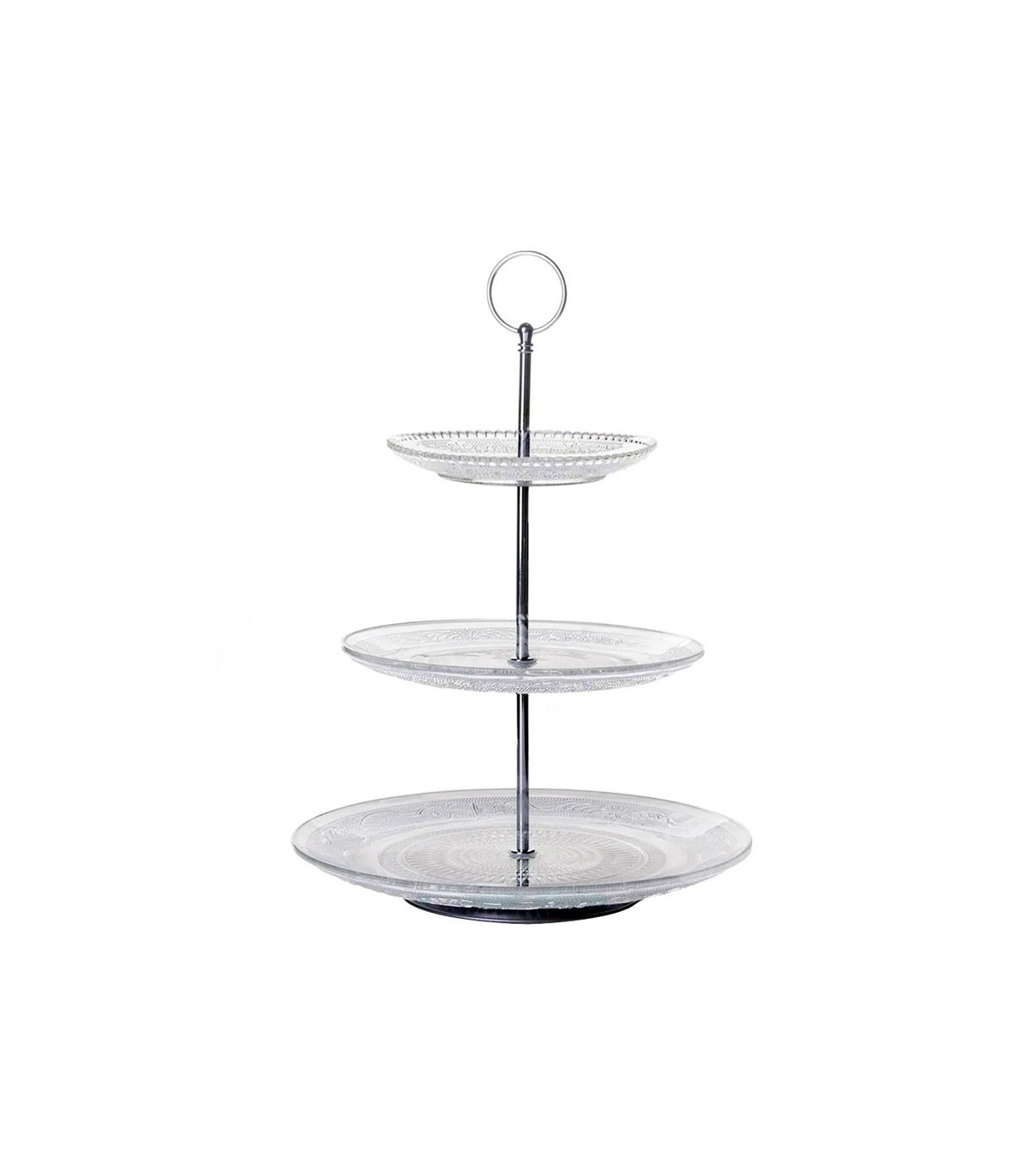 wadiga Plat de présentation fruits ou gâteaux 3 étages en verre - 25x25x35cm