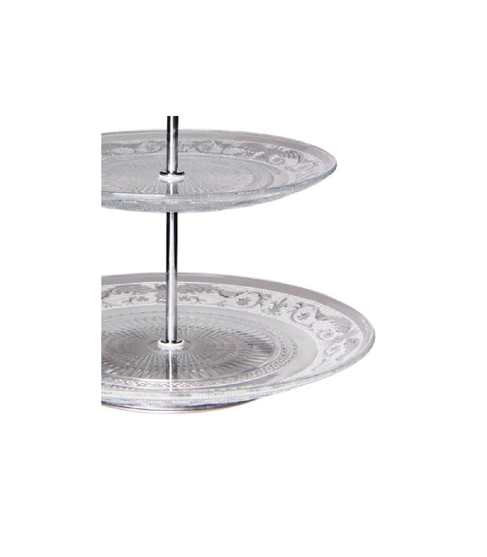 Wadiga Plat De Présentation Fruits Ou Gâteaux à 2 étages En Verre - 20x25x25cm