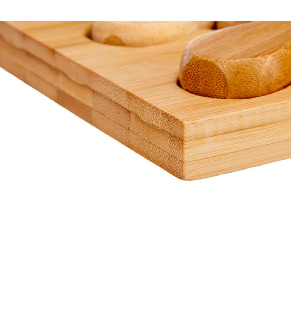Wadiga Plateau à Fromages En Bambou Et Ses 3 Couteaux De Service 19x34x1.8cm