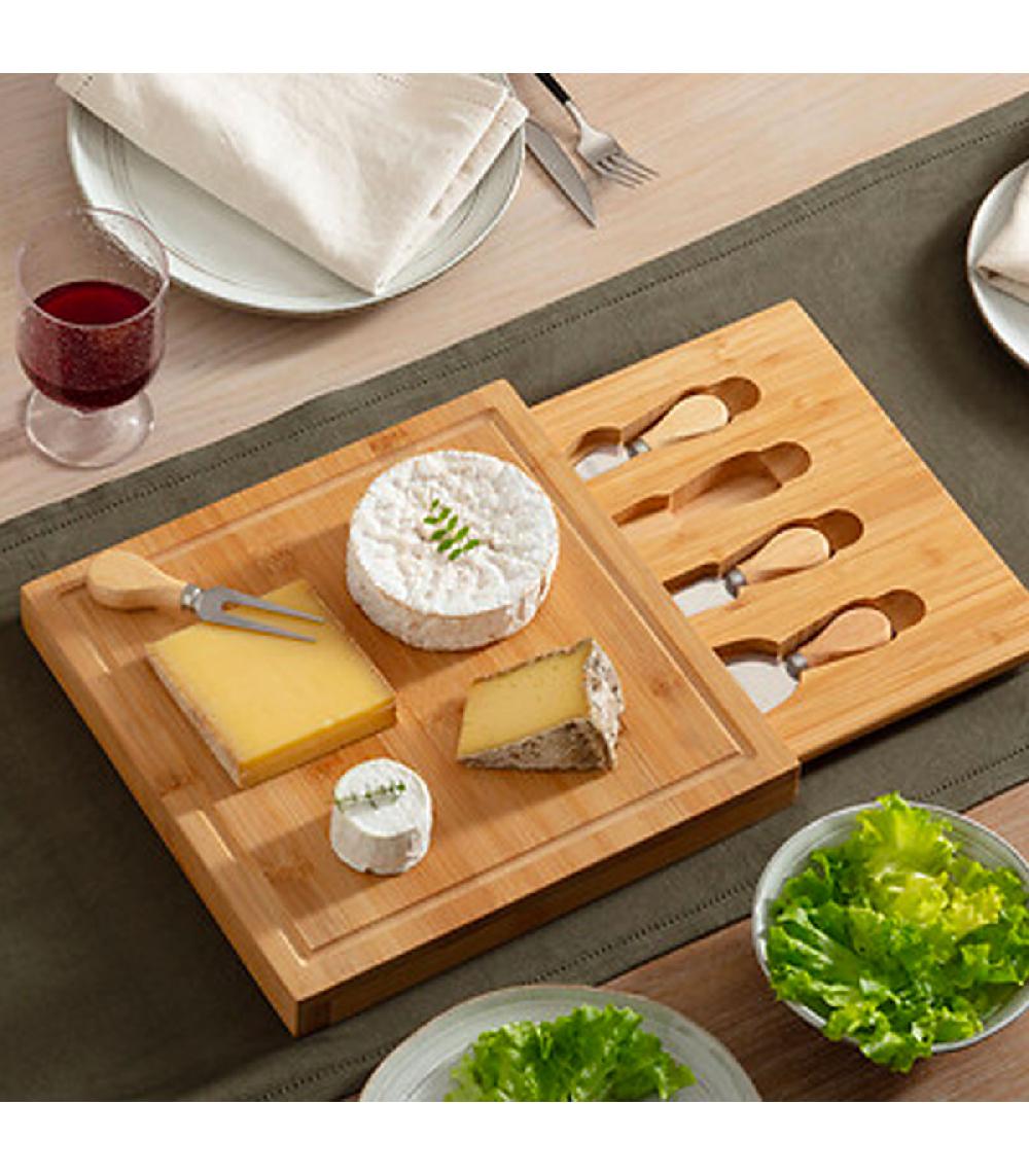 Wadiga Plateau à Fromages Et Couteaux De Service 30x30x3.6cm