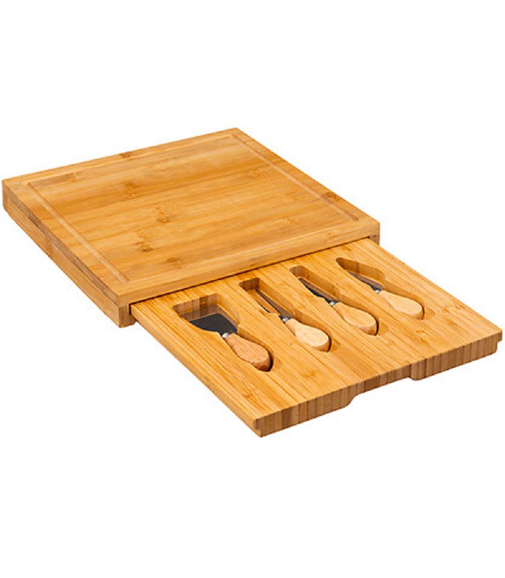 wadiga Plateau à fromages et couteaux de service 30x30x3.6cm
