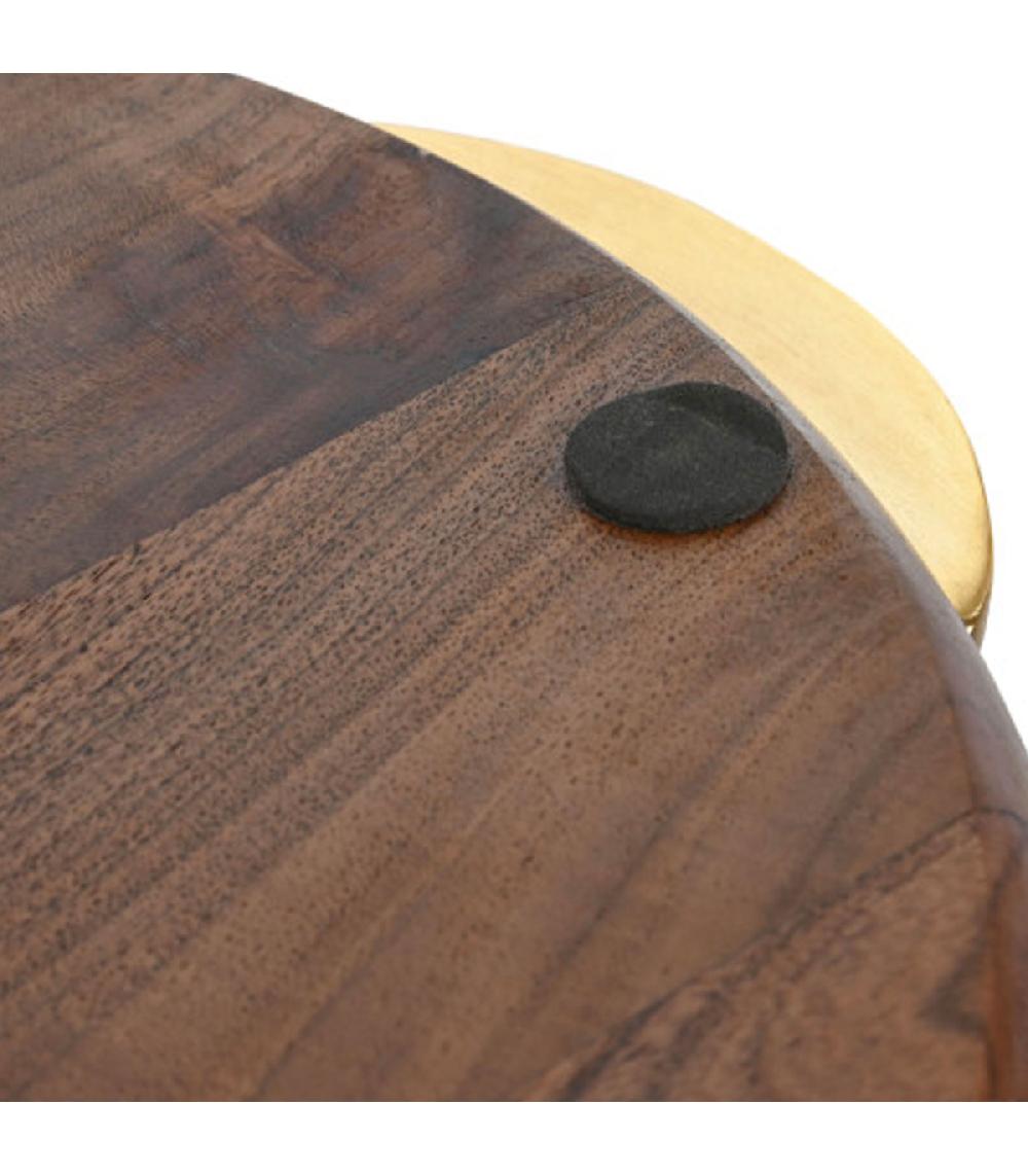 Wadiga Plateau Apéritif En Bois D'acacia Et Inox Doré 35x30.5x4.5cm