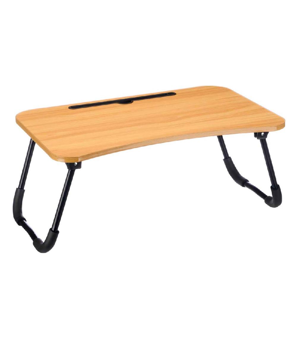 wadiga Plateau de lit en bois et métal noir pour ordinateur portable 60x40x26cm