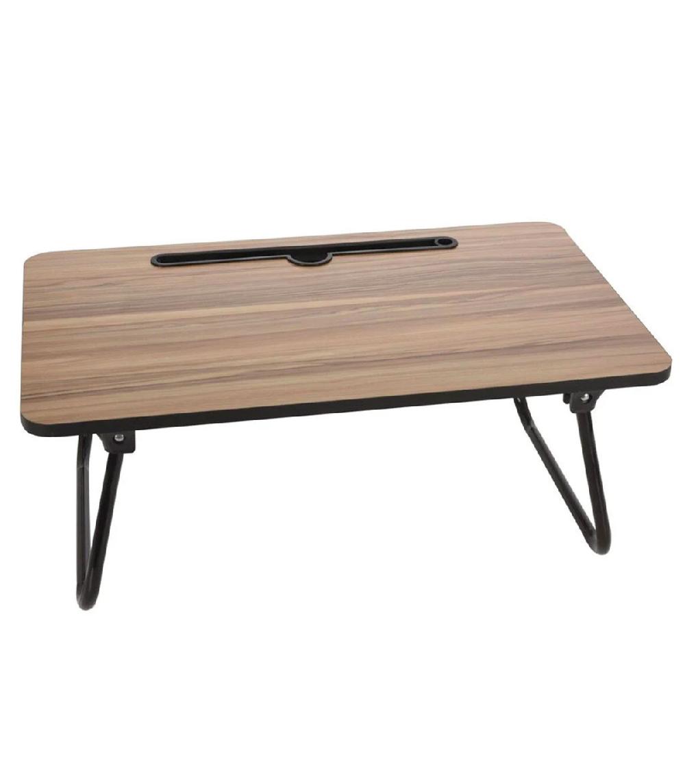 wadiga Plateau de lit en bois et métal noir pour ordinateur portable 53x30x21cm