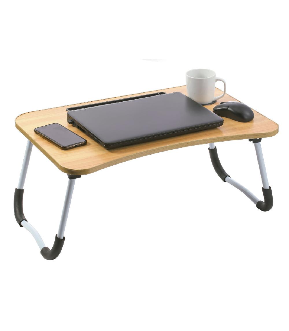Wadiga Plateau De Lit En Bois Et Métal Pour Ordinateur Portable 60x40x26cm