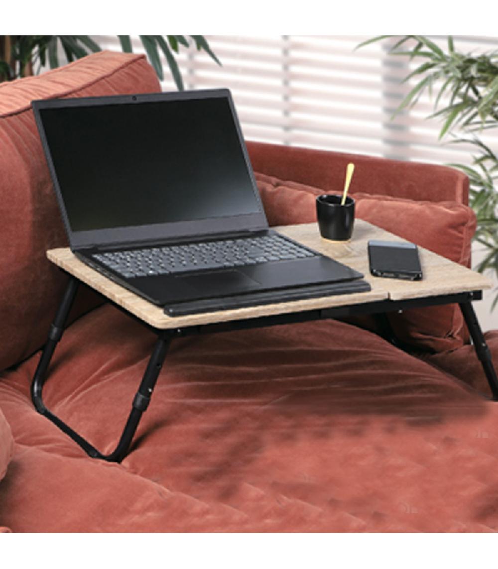 Wadiga Plateau De Lit Pour Ordinateur Ou Tablette En Bois Et Métal Noir