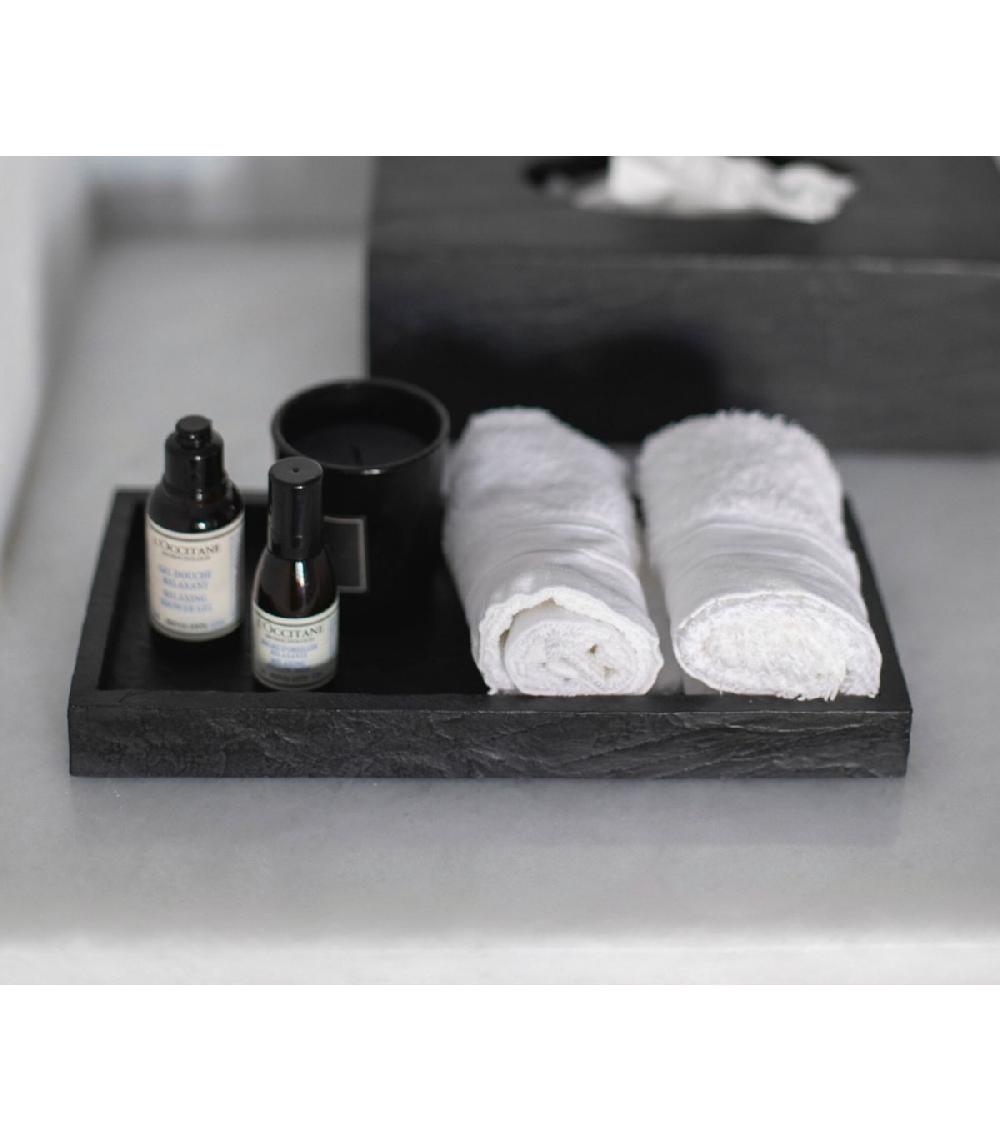 Wadiga Plateau De Présentation Salle De Bain En Résine Noire Effet Ardoise
