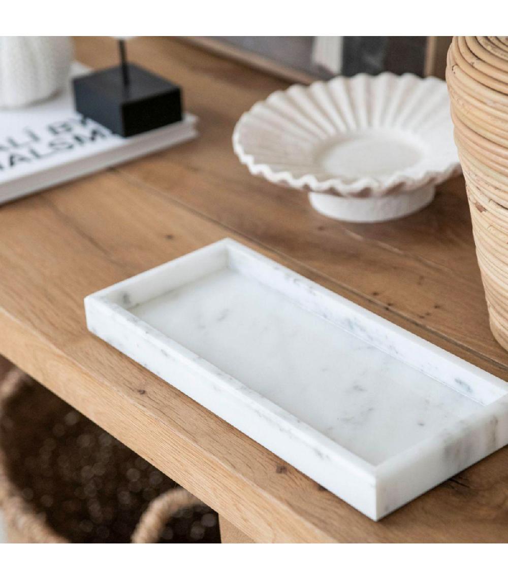 Wadiga Plateau De Présentation Salle De Bain Marbre Blanc 30x13x3cm