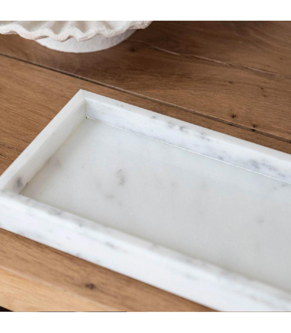 Wadiga Plateau De Présentation Salle De Bain Marbre Blanc 30x13x3cm