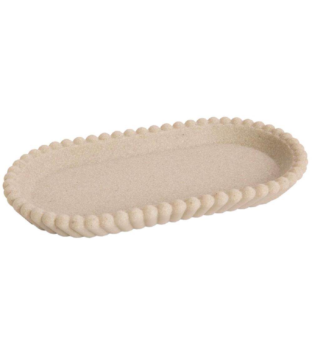 wadiga Plateau de présentation salle de bain polyrésine beige 25x13x2cm