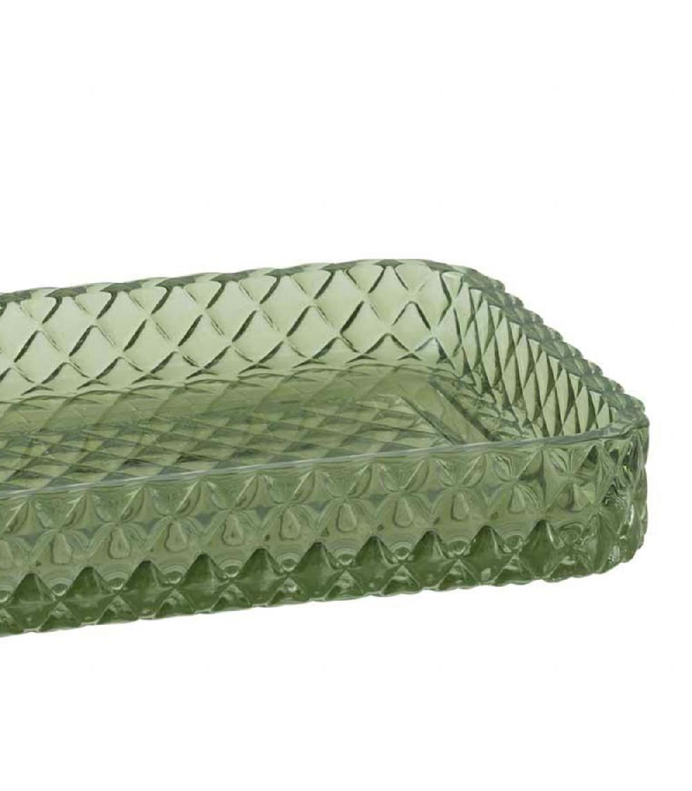Wadiga Plateau De Présentation Salle De Bain Verre Diamant Vert 22.5x13.5x3cm