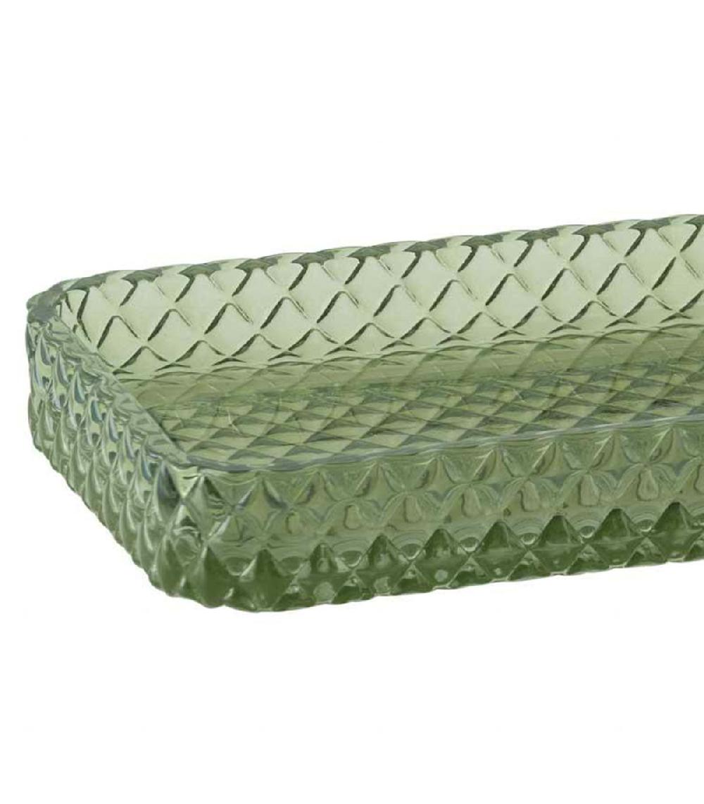 Wadiga Plateau De Présentation Salle De Bain Verre Diamant Vert 22.5x13.5x3cm