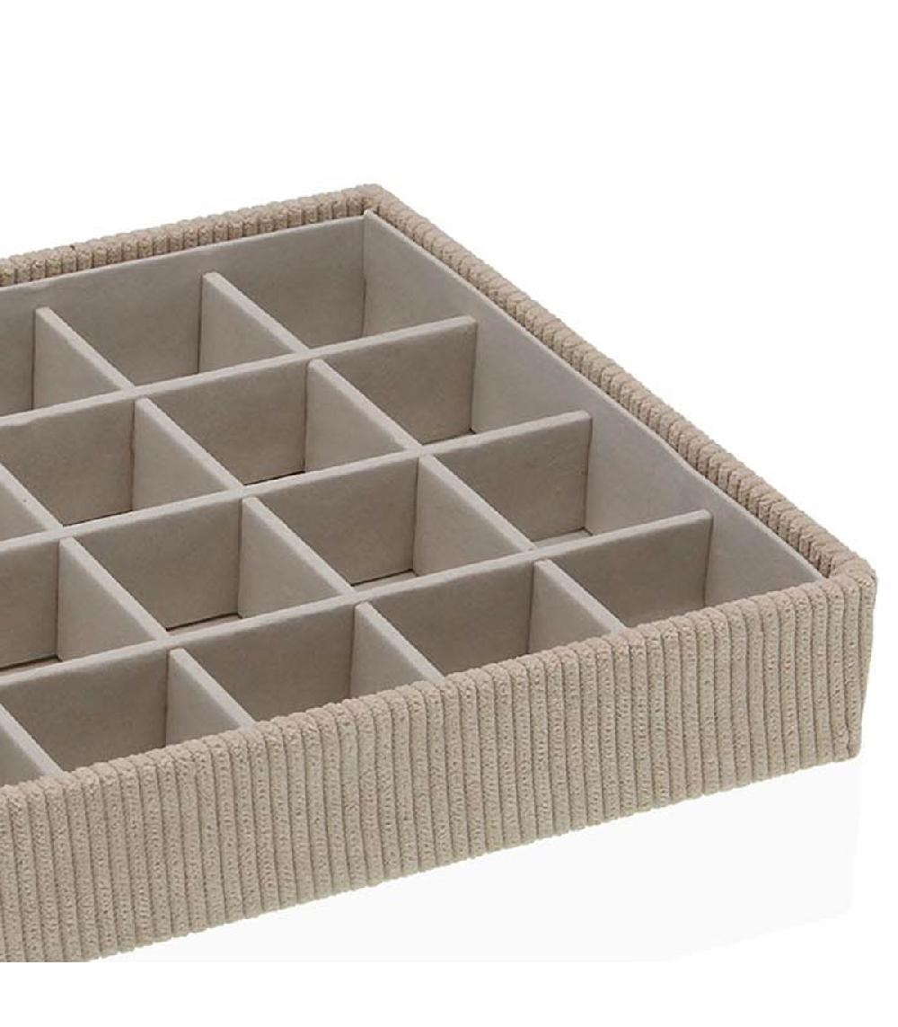 Wadiga Plateau De Rangement à Bijoux Velours Côtelé Beige 25x19x4cm