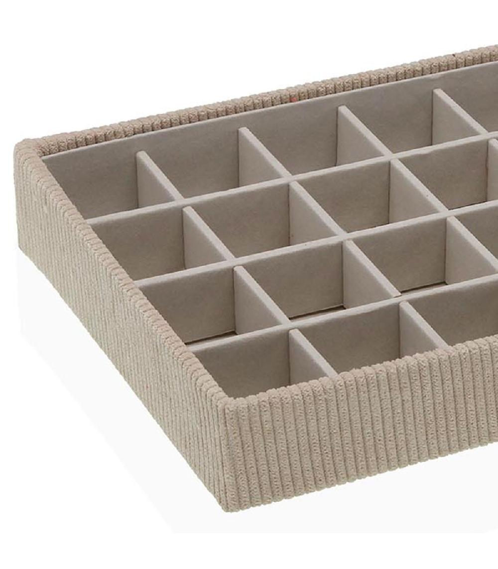 Wadiga Plateau De Rangement à Bijoux Velours Côtelé Beige 25x19x4cm