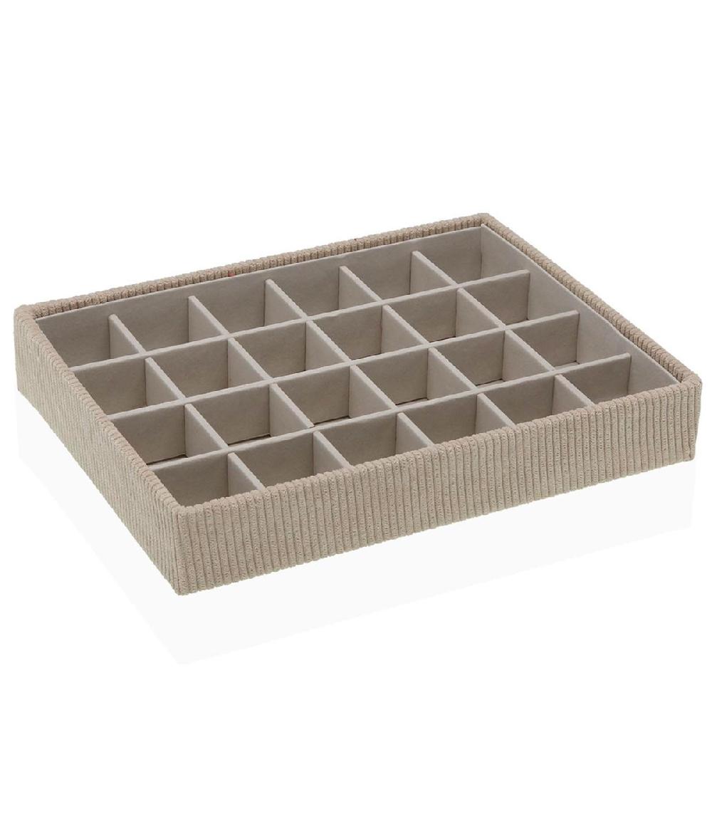 wadiga Plateau de rangement à bijoux velours côtelé beige 25x19x4cm