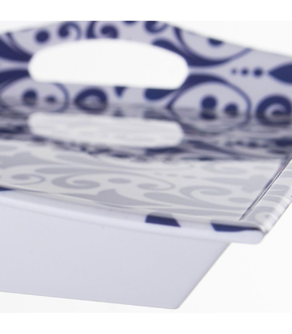 Wadiga Plateau De Service Bleu Et Blanc Arabesques 44x31x5cm