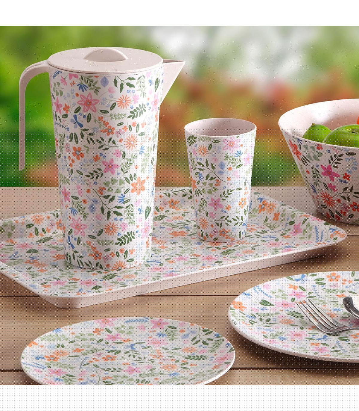 Wadiga Plateau De Service Multicolore Fleuri 38x27x2.2cm