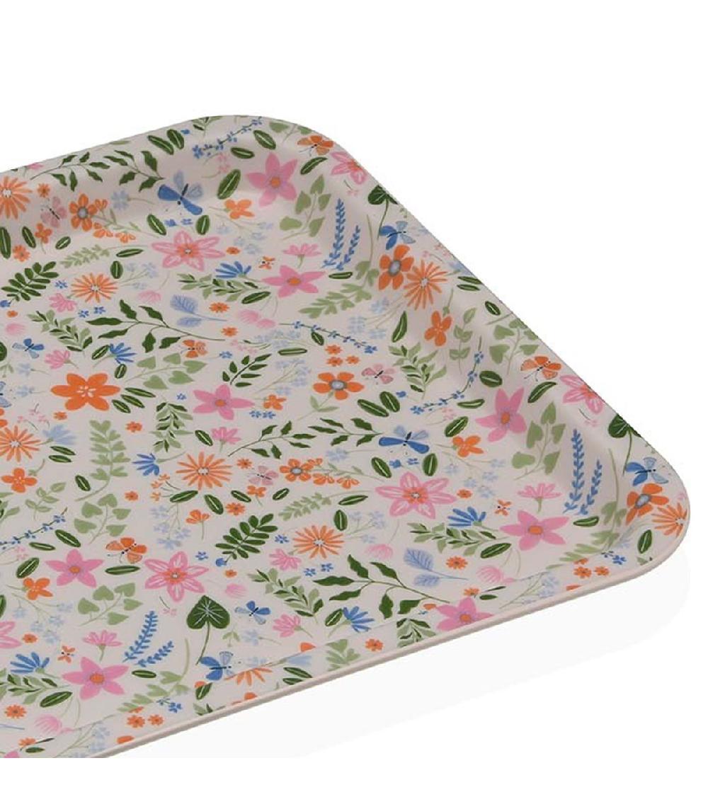 Wadiga Plateau De Service Multicolore Fleuri 38x27x2.2cm
