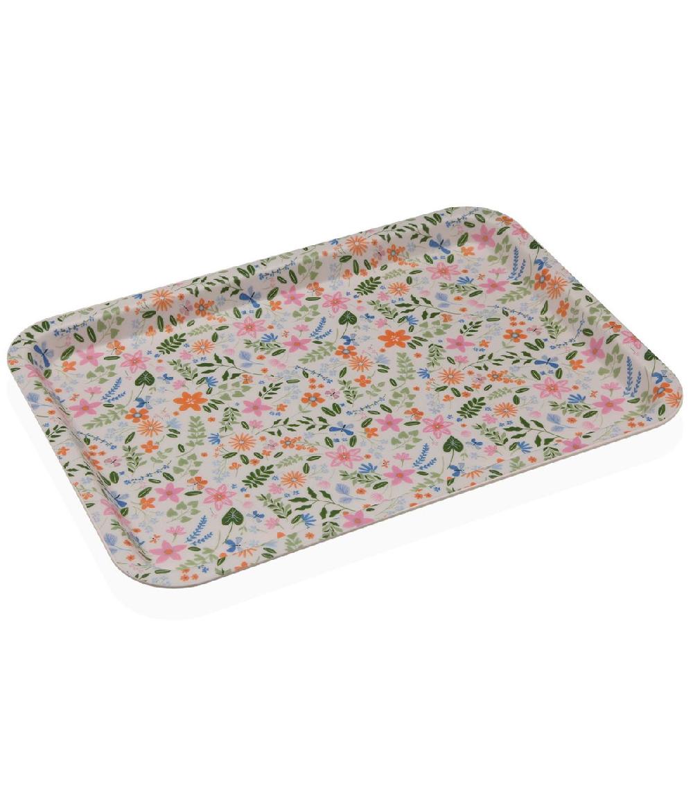 wadiga Plateau de service multicolore fleuri 38x27x2.2cm
