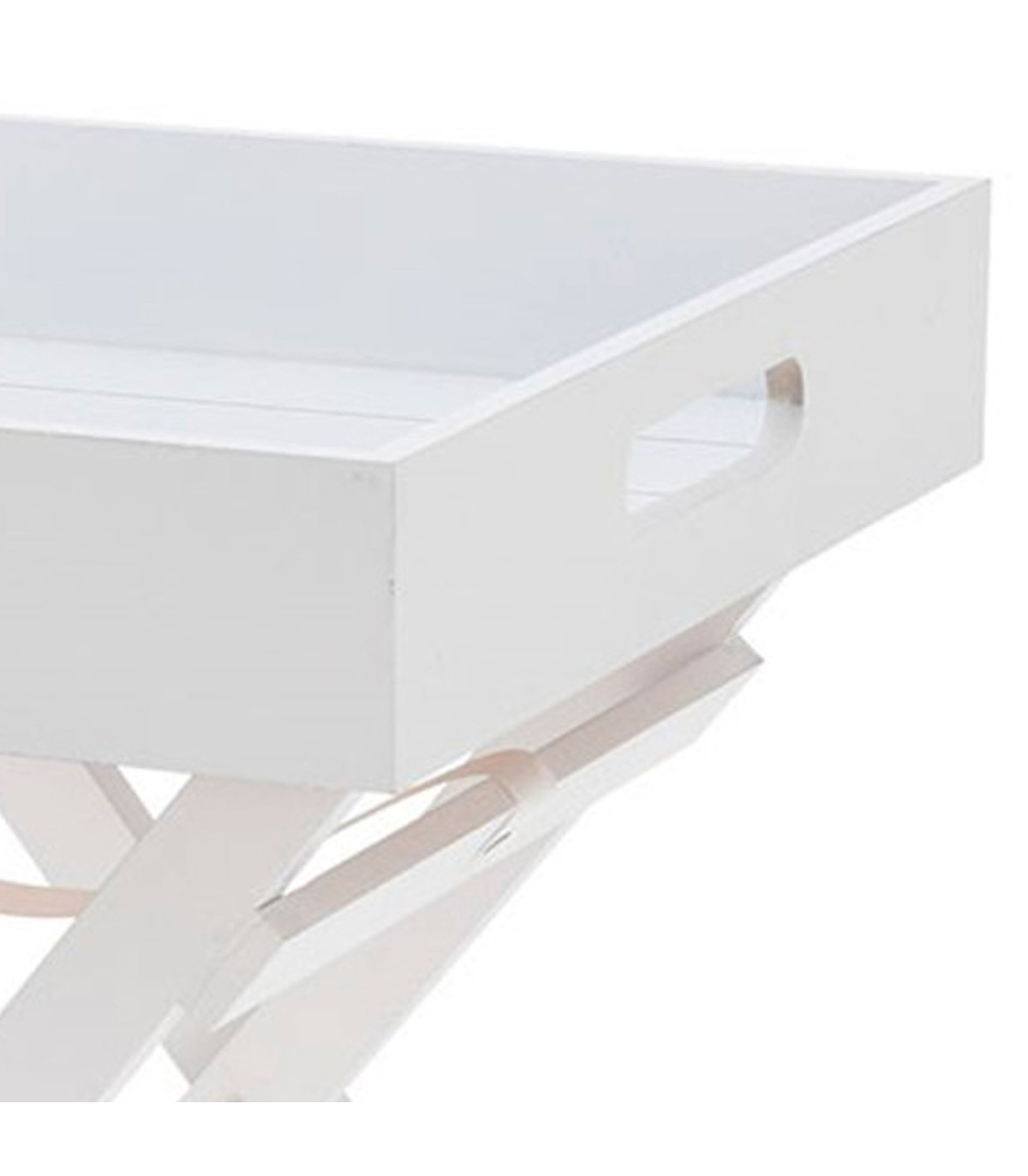 Wadiga Plateau En Bois Blanc Avec Support 30x30x36cm