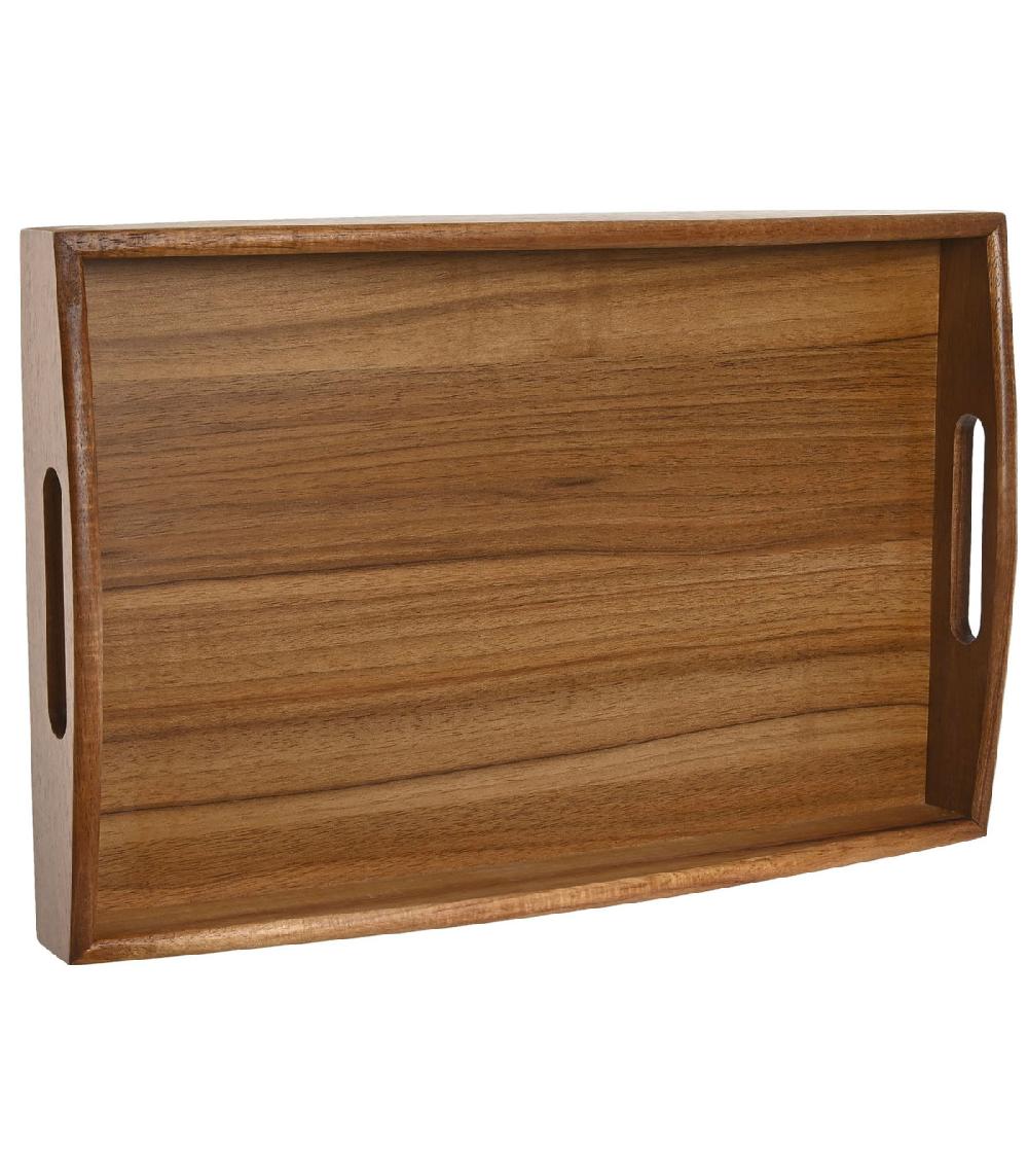 Wadiga Plateau En Bois D'acacia Rectangulaire 39.5x25.5x5.5cm