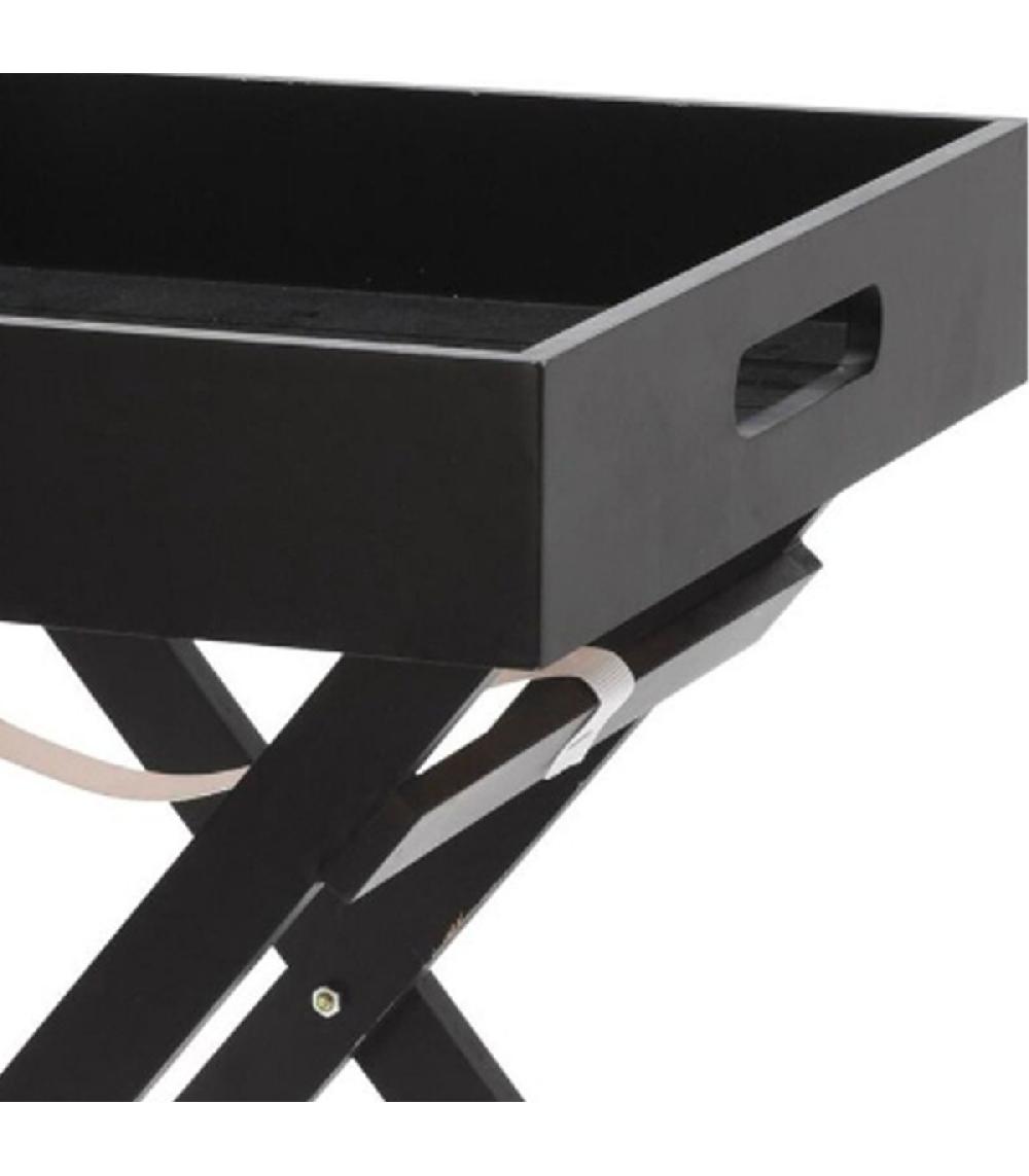 Wadiga Plateau En Bois Noir Avec Support 30x30x36cm