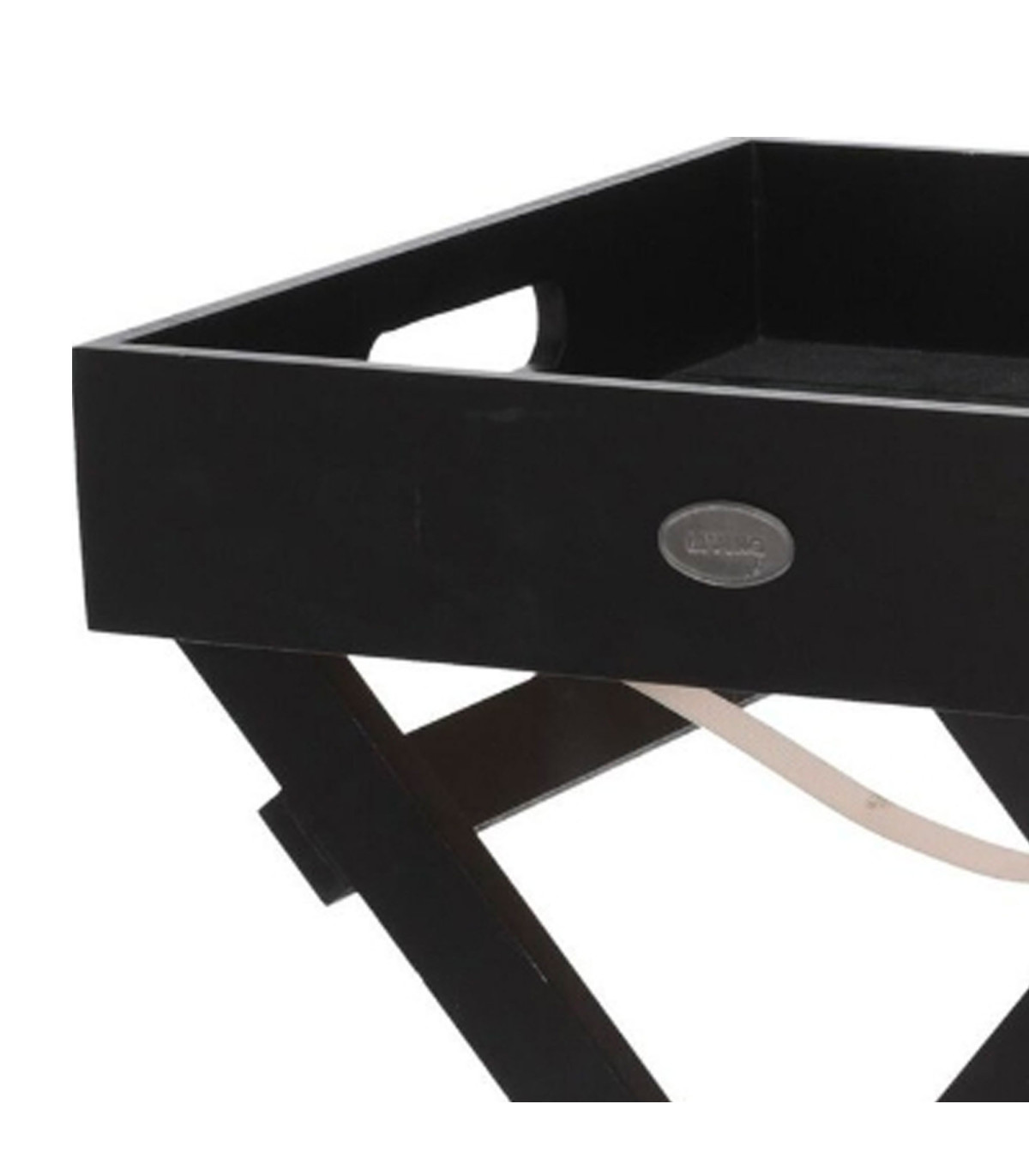 Wadiga Plateau En Bois Noir Avec Support 30x30x36cm