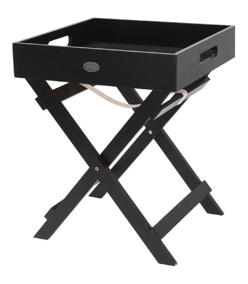 wadiga Plateau en bois noir avec support 30x30x36cm