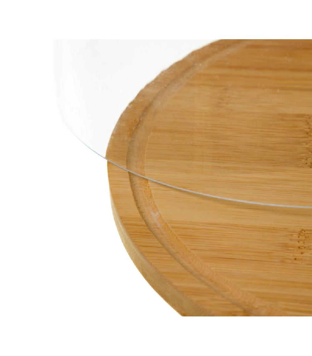 Wadiga Plateau Fromage Bambou Rond Et Cloche Acrylique