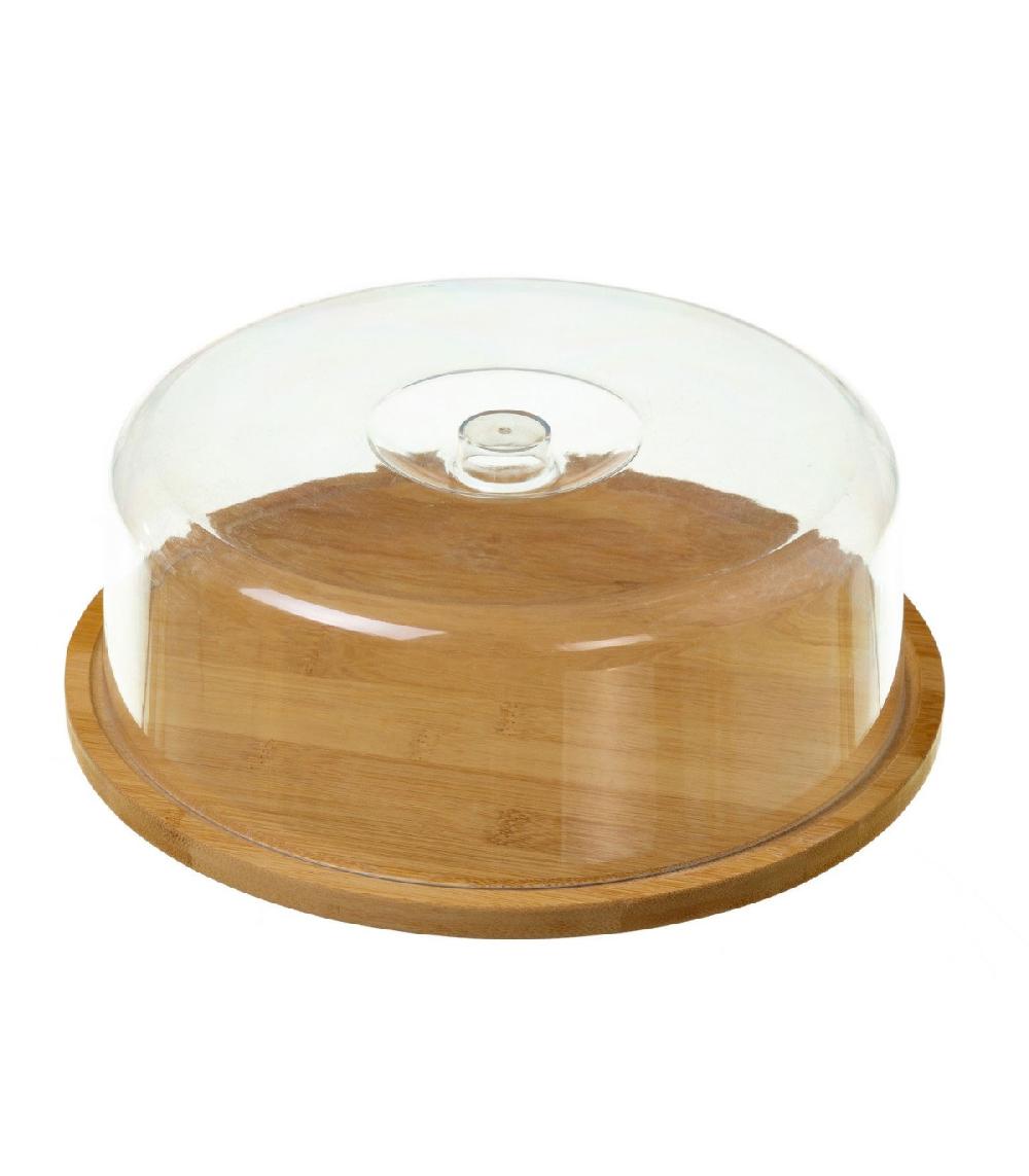 wadiga Plateau Fromage Bambou Rond et Cloche Acrylique