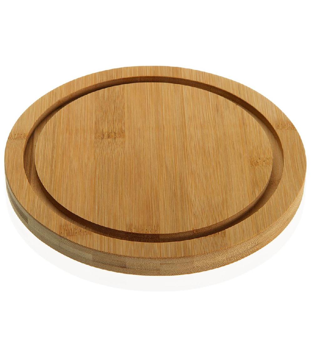 Wadiga Plateau Fromage Rond Bambou Et Cloche Acrylique 20x20x10cm