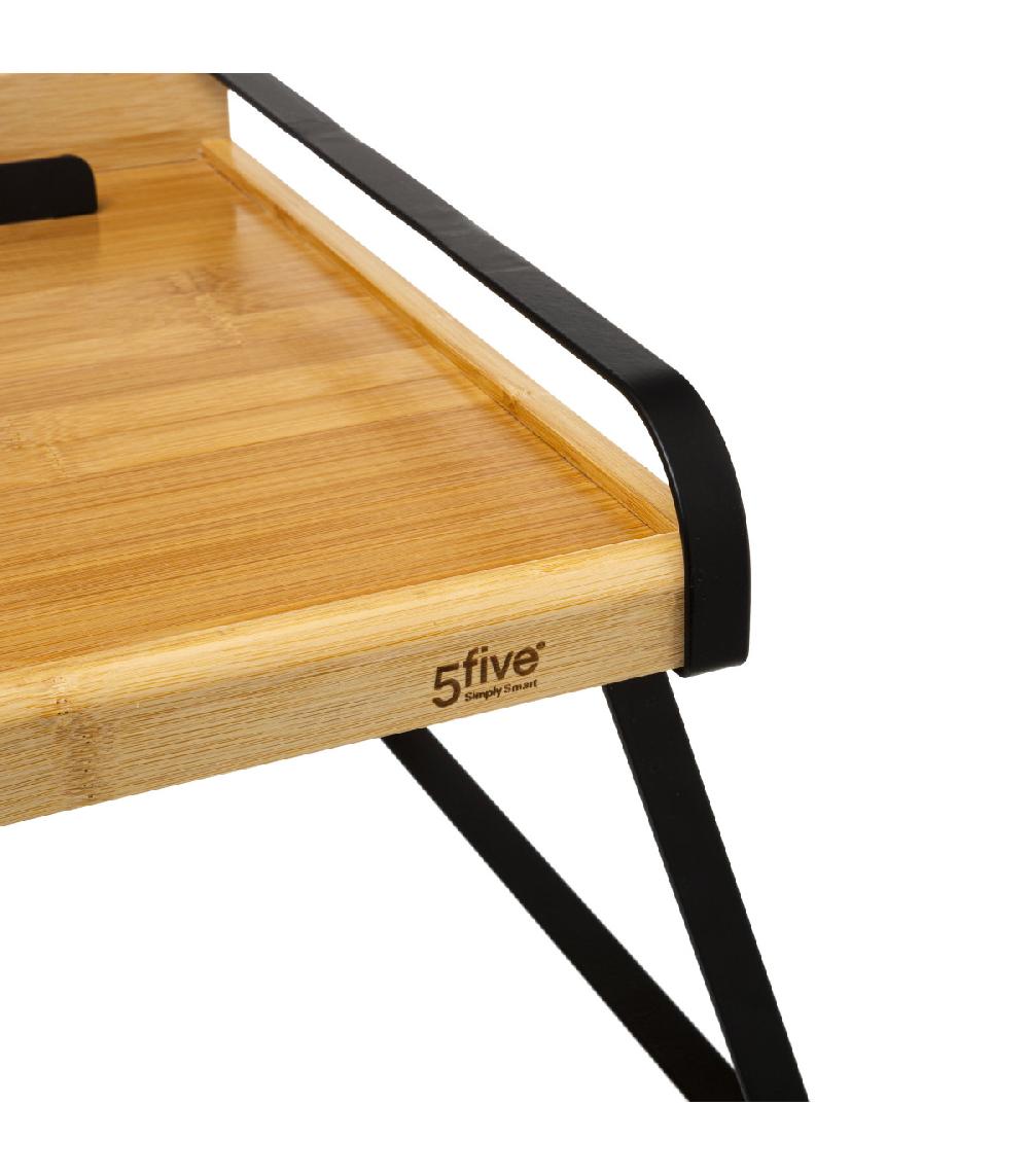 Wadiga Plateau Petit Déjeuner Au Lit En Bambou Et Métal Noir - 51x37.5x26.5cm